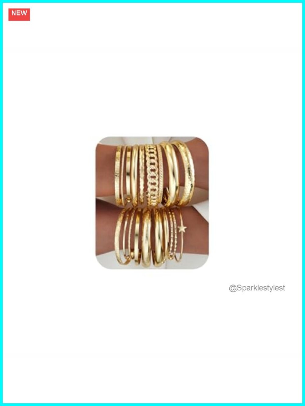 14k Gold Plated Bangle Bracelet Set 19pc Stackable